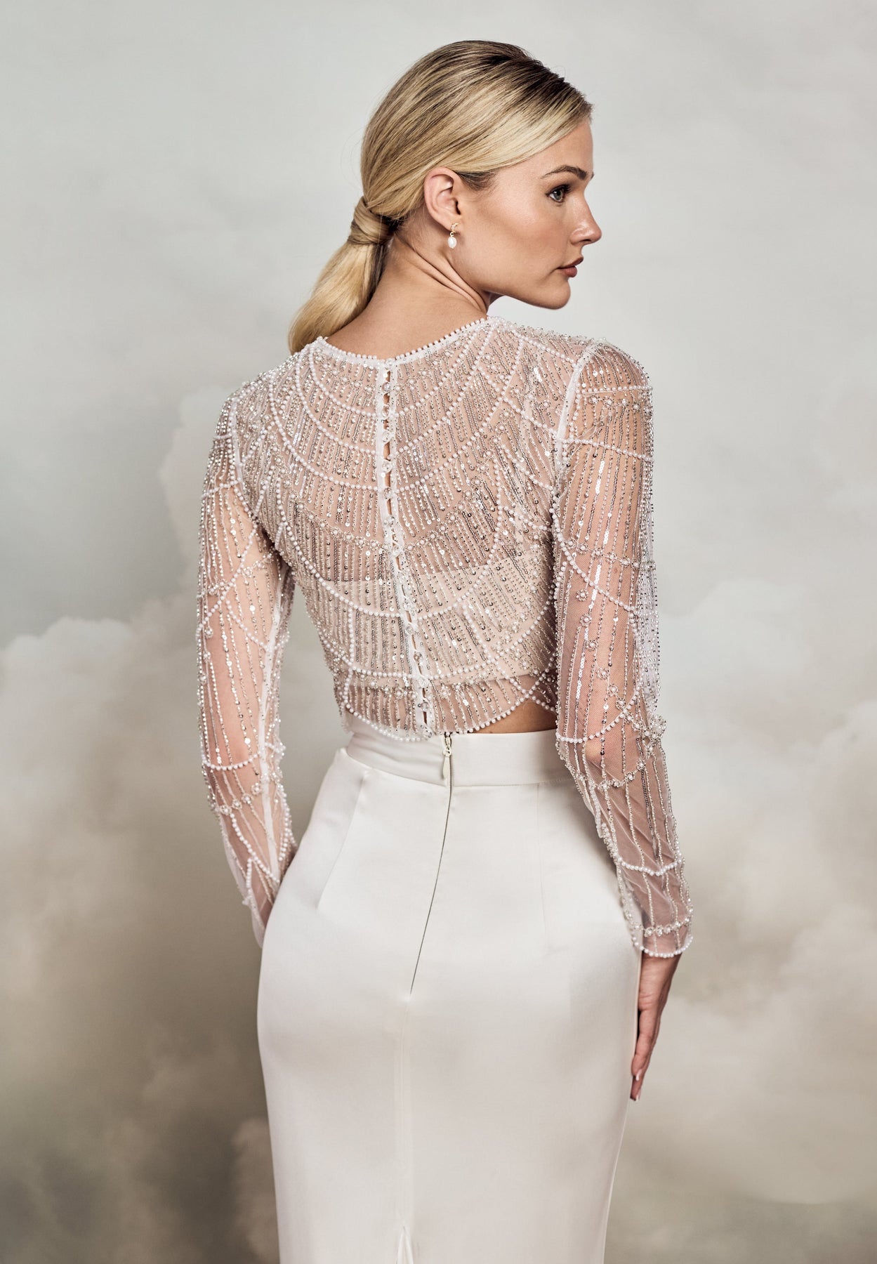 Deacon Top | Silver Scallop Beaded Lace Bridal Separates Top Deacon Top | Silver Scallop Beaded Lace Bridal Separates Top